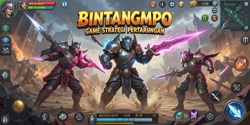 Screenshot gameplay BINTANGMPO yang menunjukkan pertempuran yang intens.
