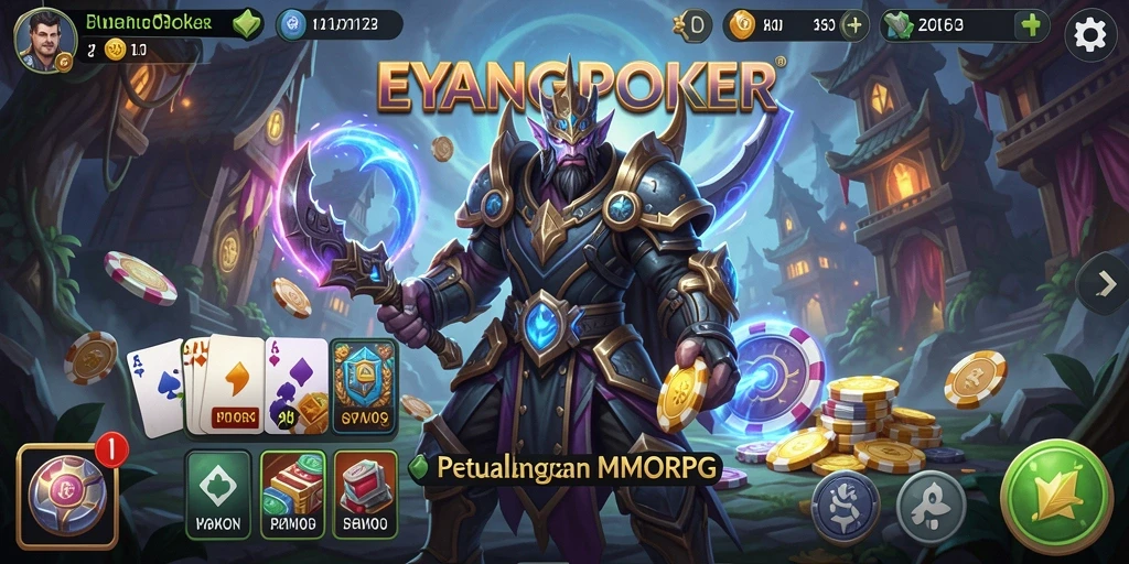 Tangkapan layar gameplay EYANGPOKER menampilkan aksi seru dalam dunia MMORPG.