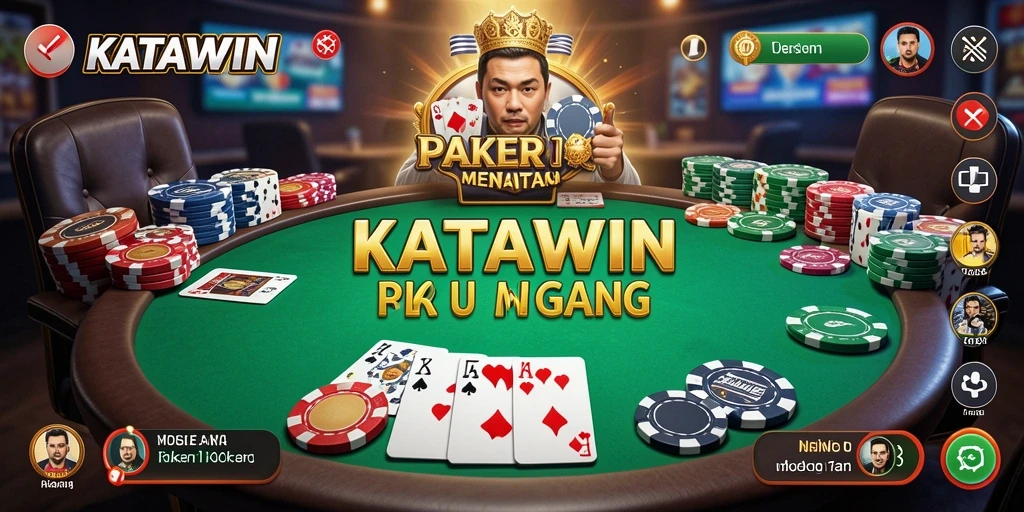 Tampilan gameplay KATAWIN dengan suasana Poker yang mendebarkan.