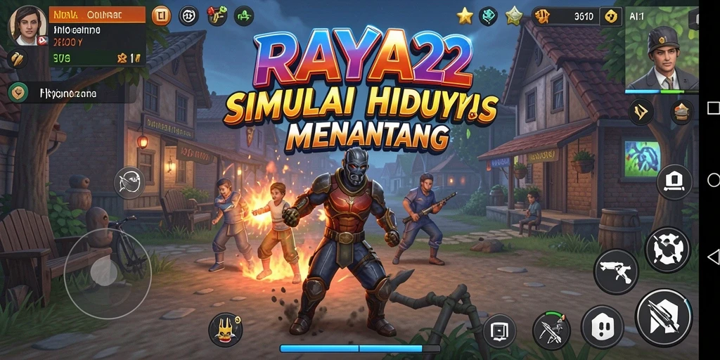 Gameplay <strong>RAYA22</strong> menampilkan kehidupan virtual yang interaktif.