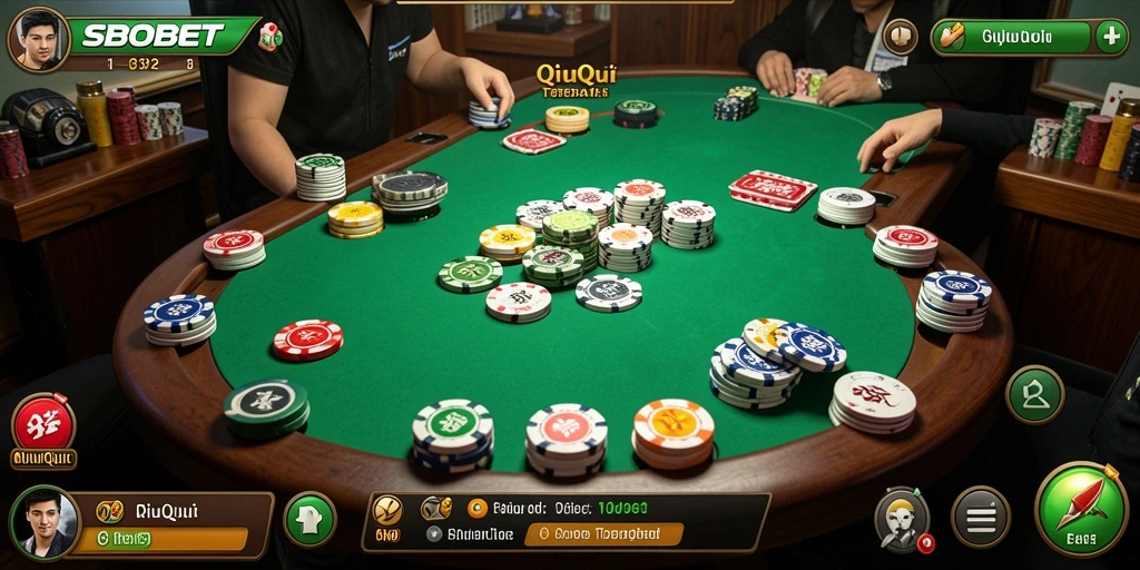 Screenshot SBOBET menampilkan gameplay QiuQiu yang seru dan interaktif.